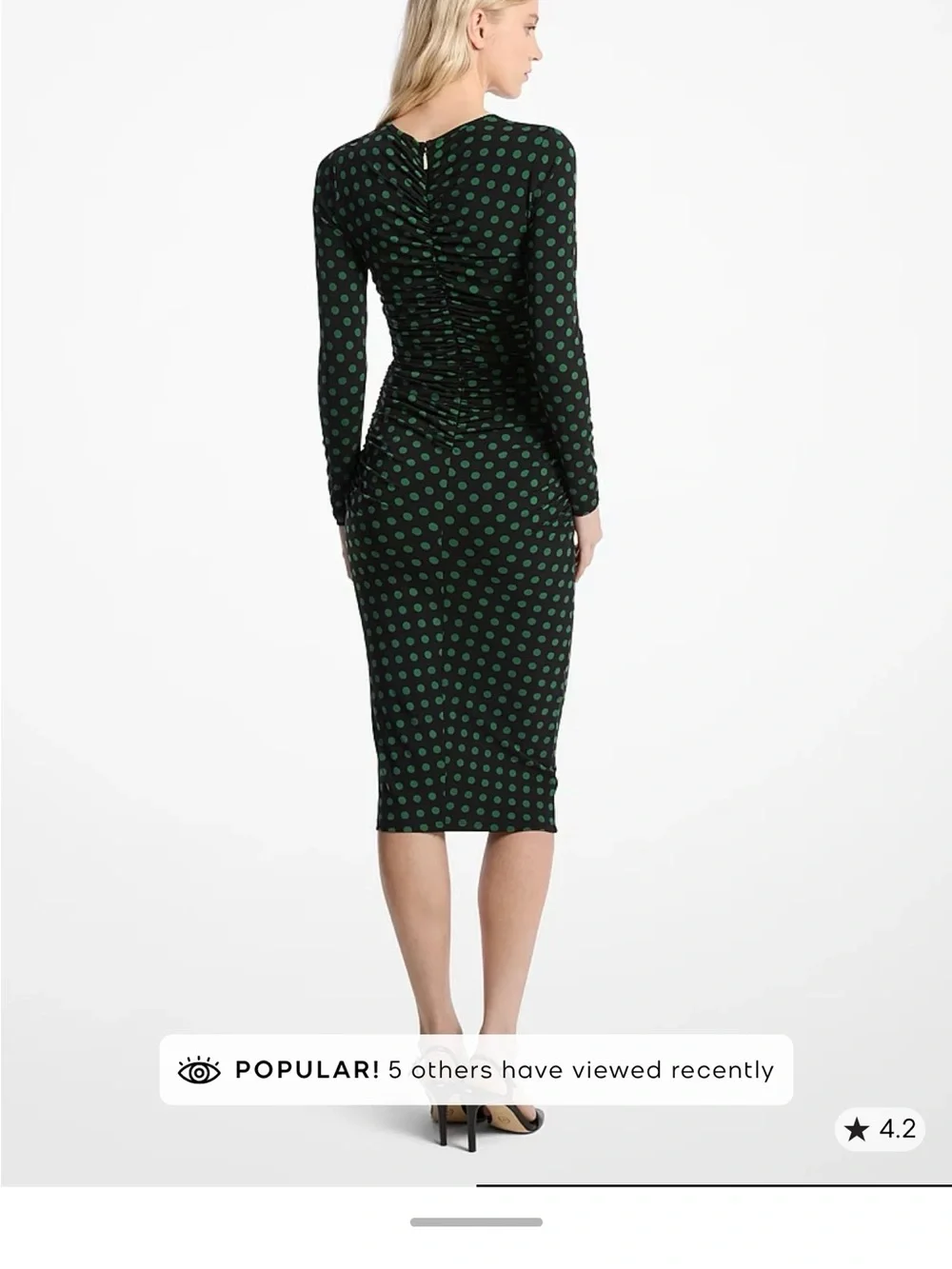Michael Kors Black Dress with Green Polka Dots - Long Sleeve Midi
